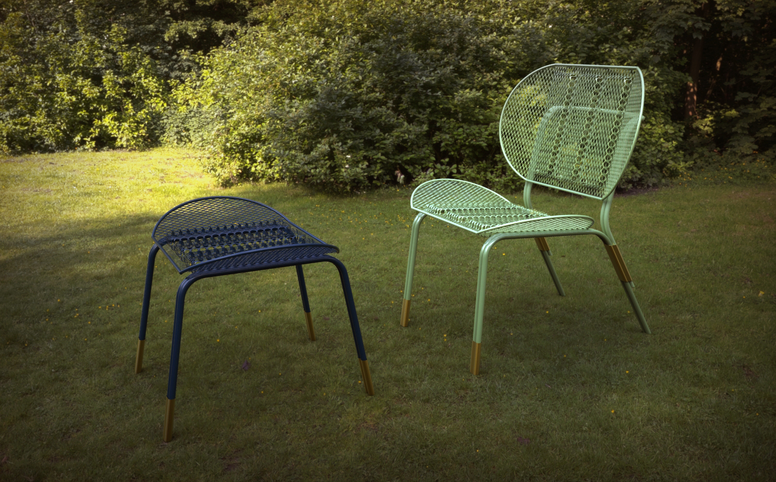 furniture design ，Outdoor tables and chairs，Modular design，Metal mesh，