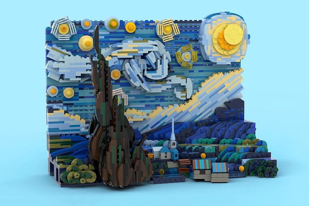 a starry night，Lego，van gogh，