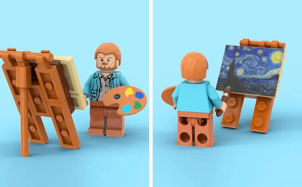 a starry night，Lego，van gogh，