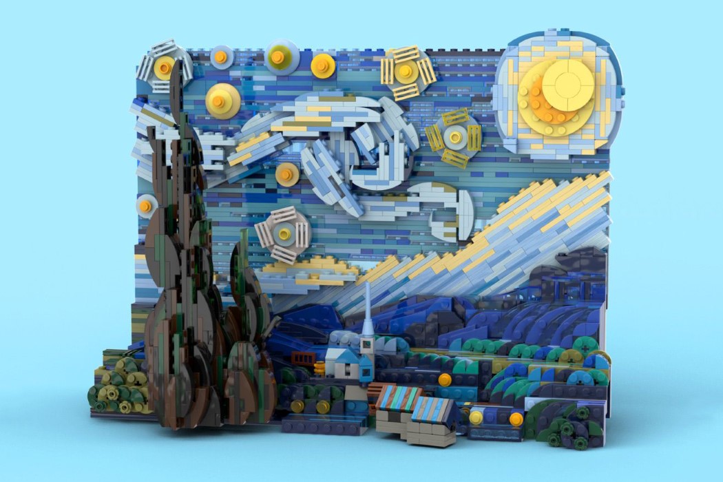 a starry night，Lego，van gogh，