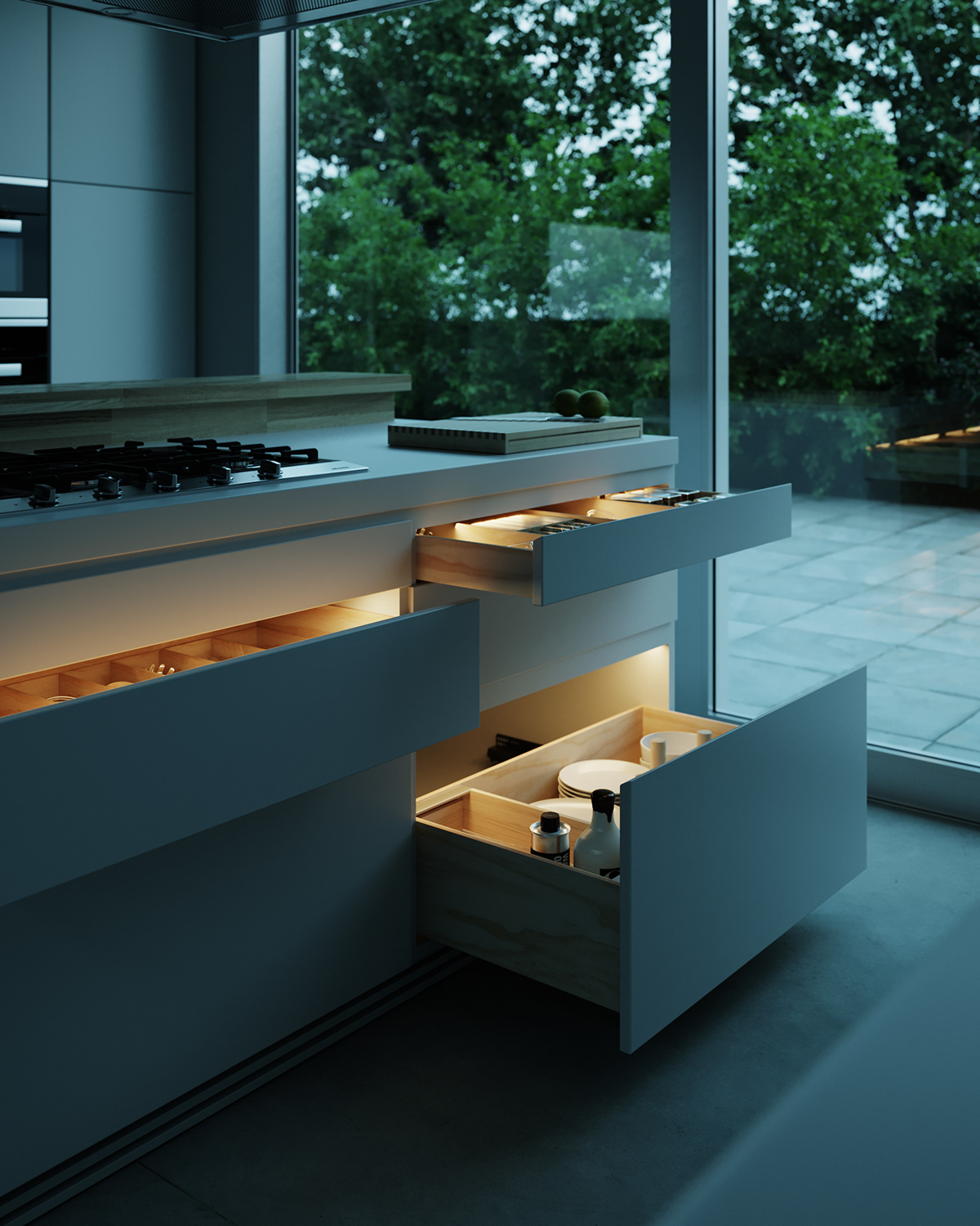 a living room，kitchen，cgi，Interior design，Render，