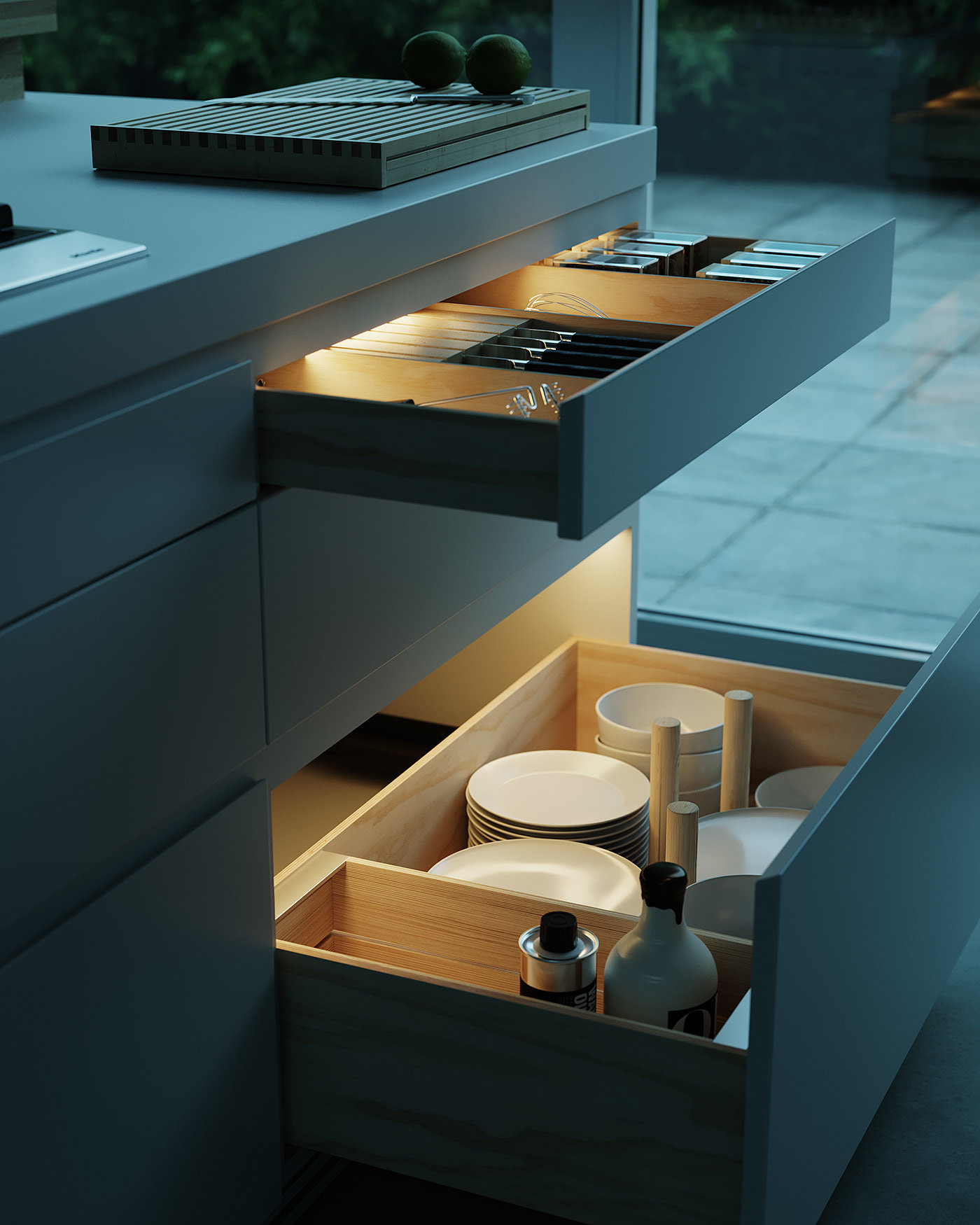 a living room，kitchen，cgi，Interior design，Render，