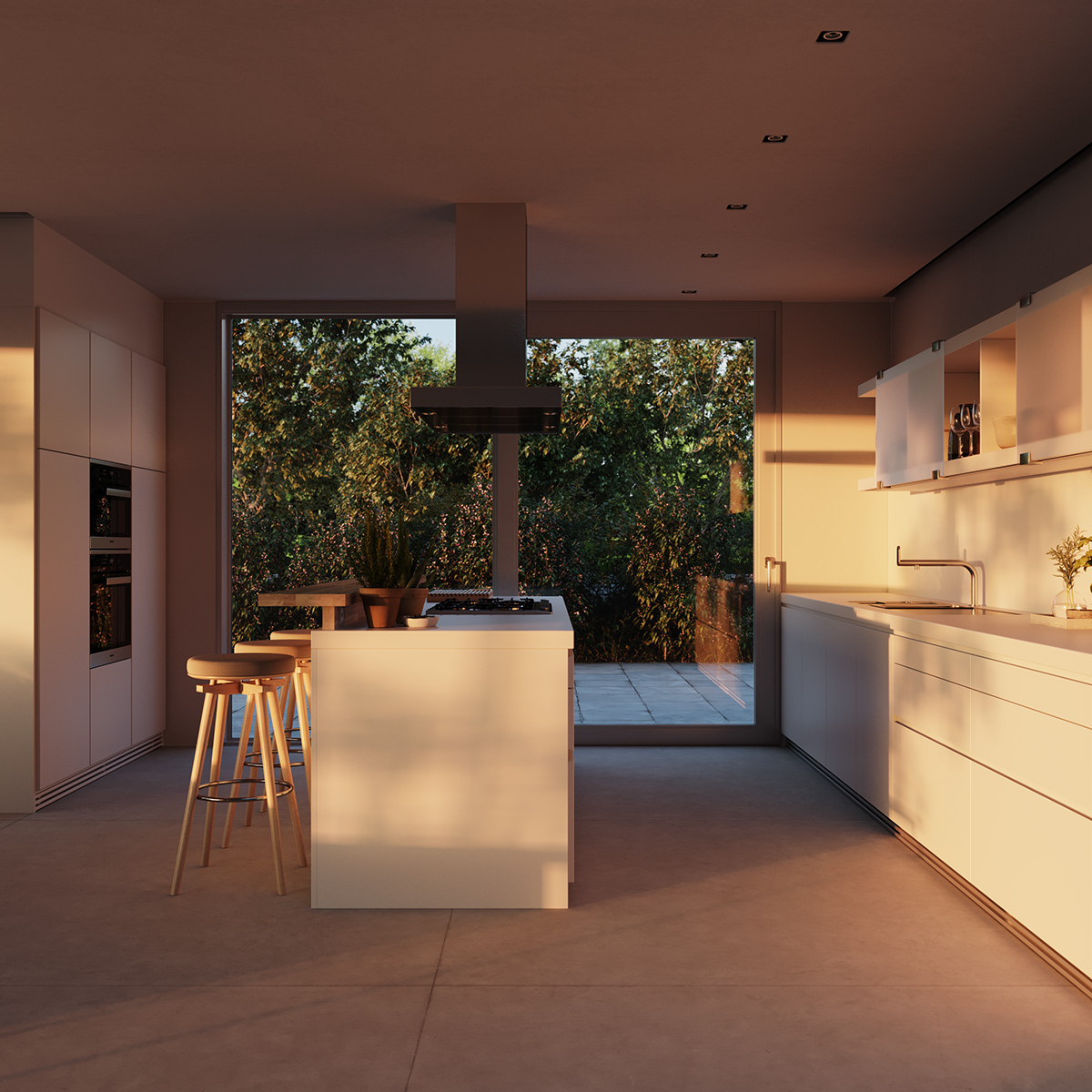 a living room，kitchen，cgi，Interior design，Render，