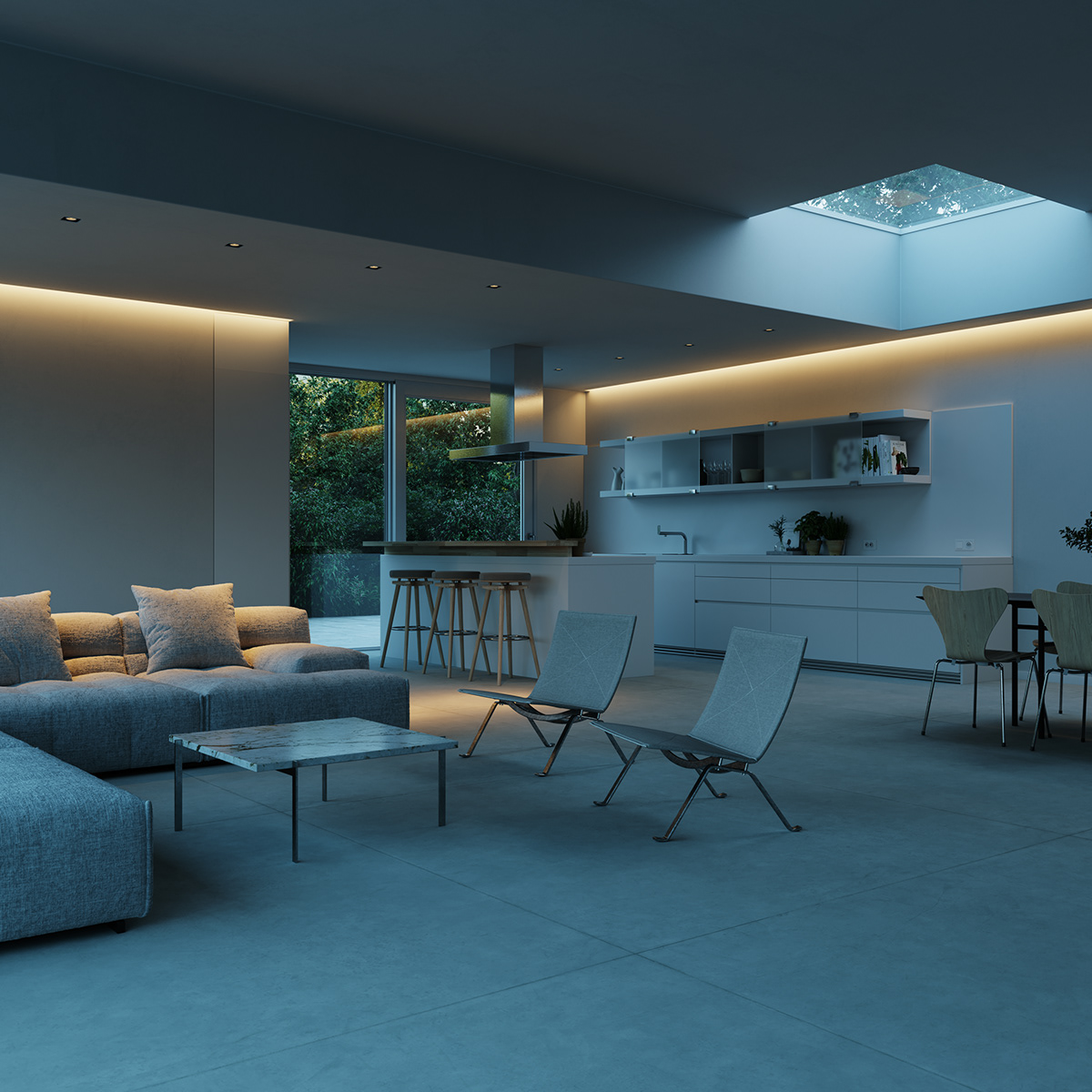 a living room，kitchen，cgi，Interior design，Render，