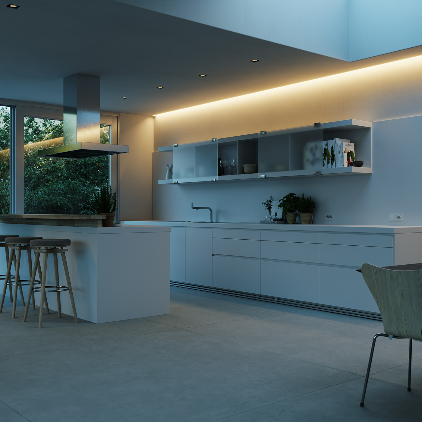 a living room，kitchen，cgi，Interior design，Render，