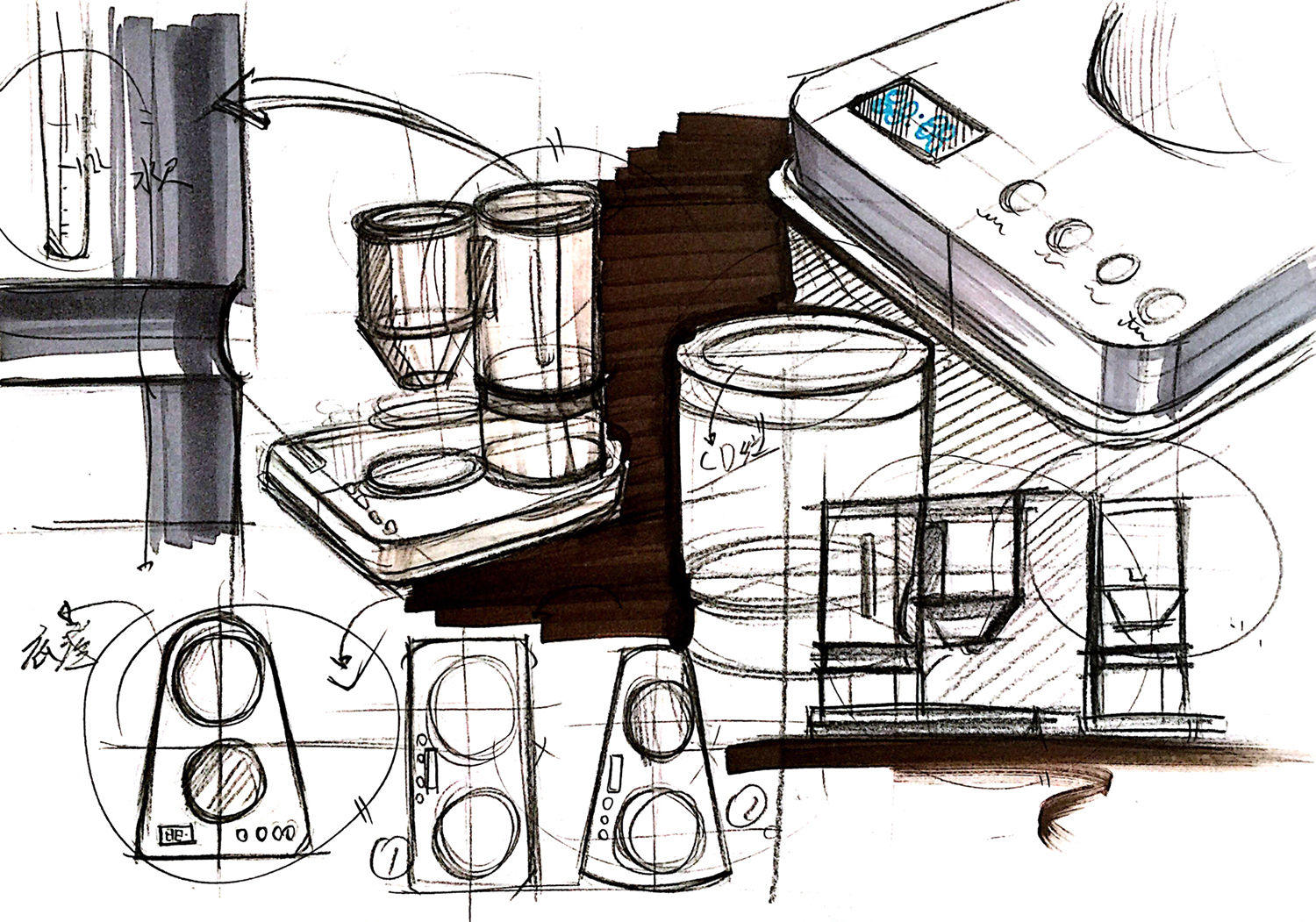 Coffee machine design，Design of small household appliances，Weibo design，Guangzhou product design company，