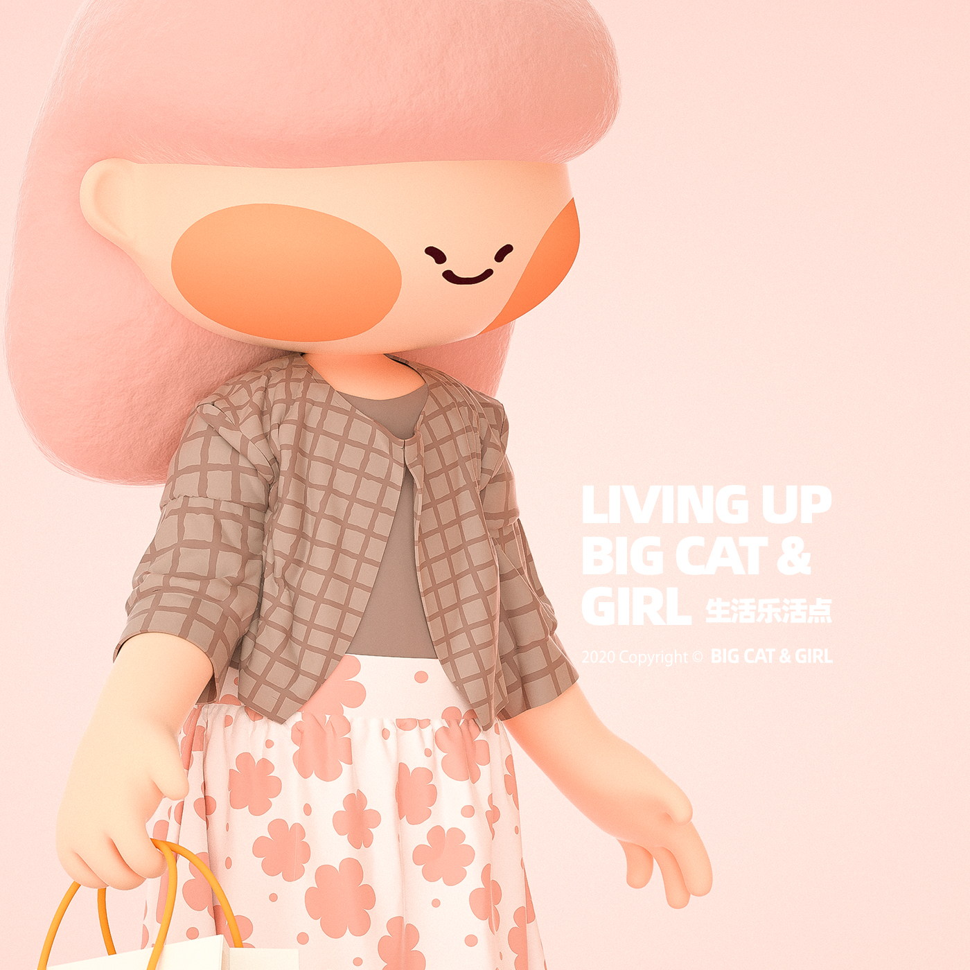 c4d，Character design，cat，Cartoon characters，mascot design ，quadratic element，3D characters，C4D characters，