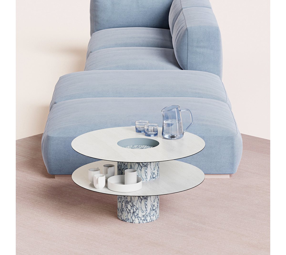 TOTEM，Coffee table，Bookcase，Marble，colour，