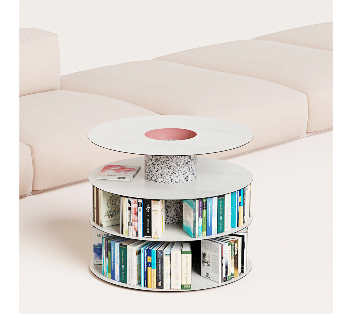 TOTEM，Coffee table，Bookcase，Marble，colour，