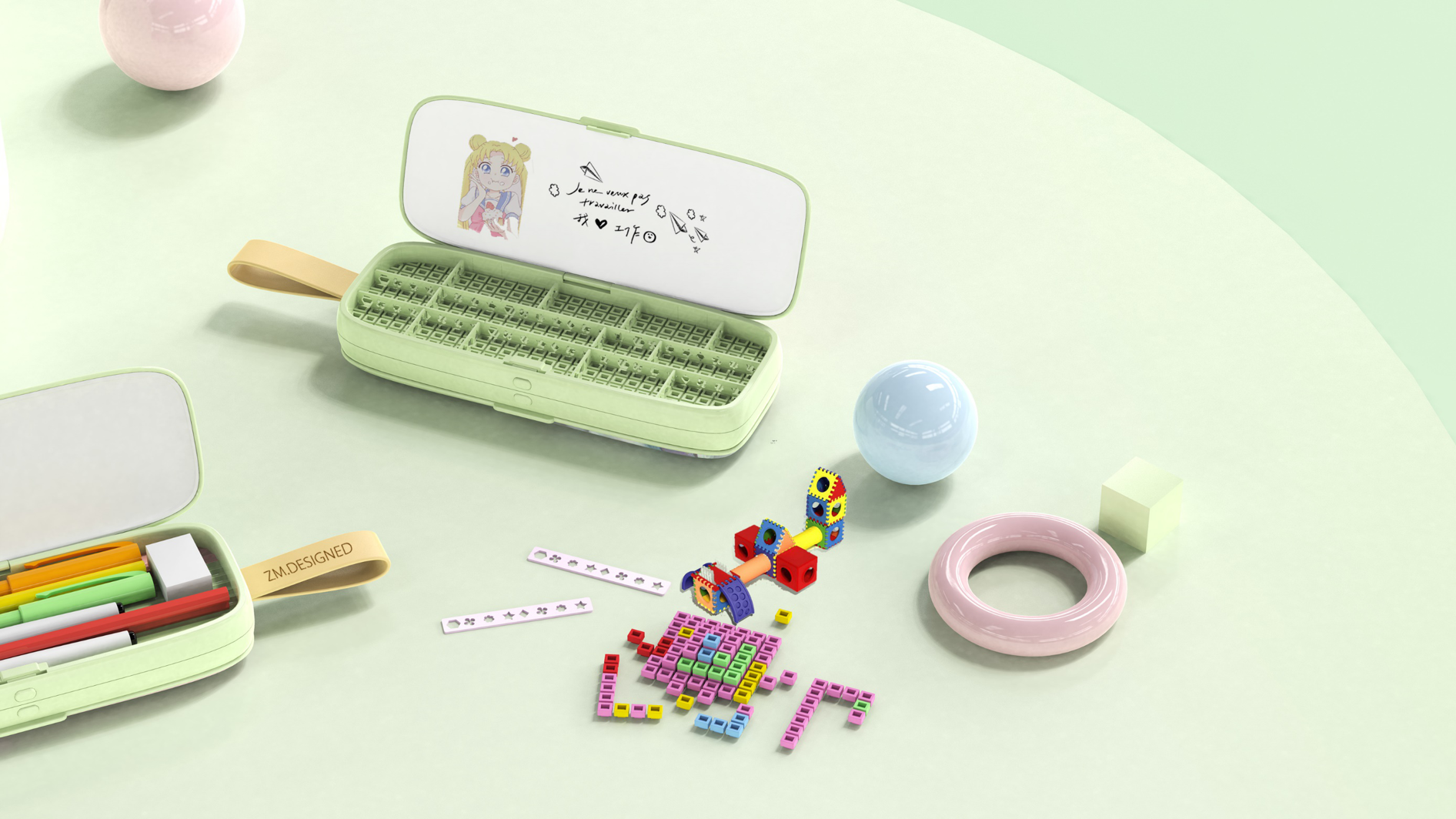 diy，Ice cream，Splicing pencil case，be easy to carry about，