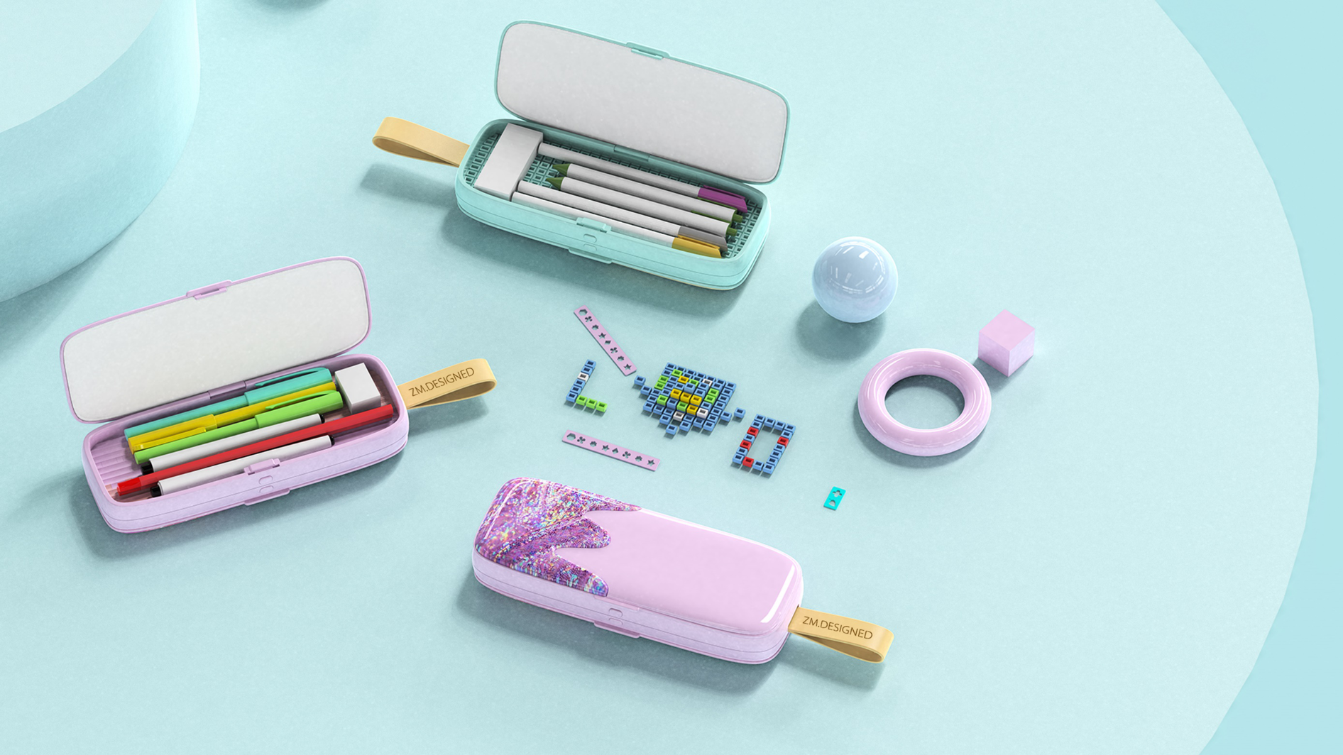 diy，Ice cream，Splicing pencil case，be easy to carry about，