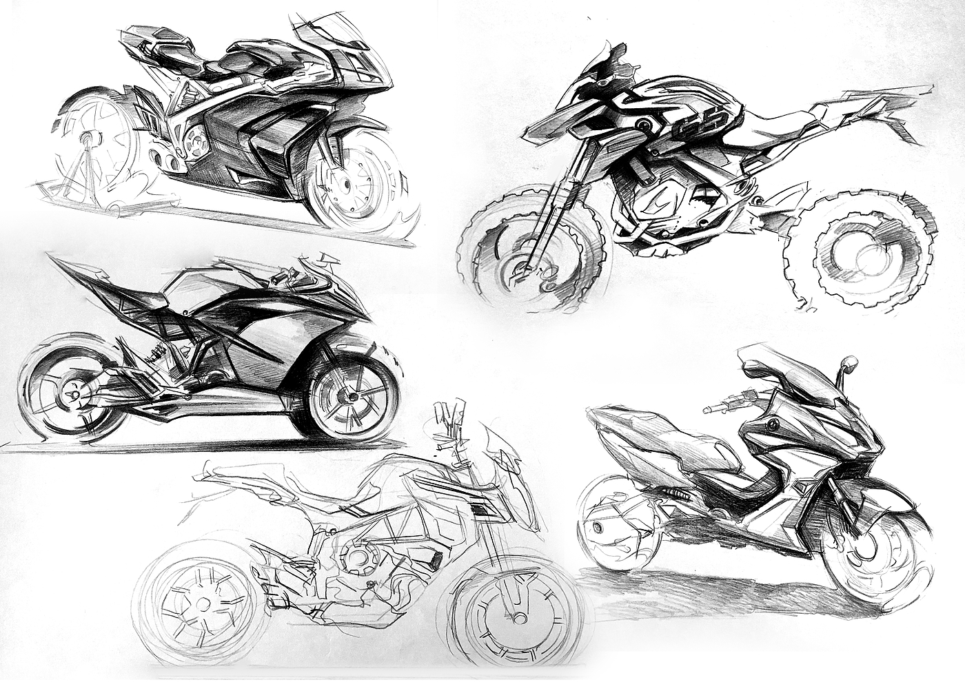 Hand drawn，motorcycle，vehicle，sketch，sketch，Hand drawing exercise，