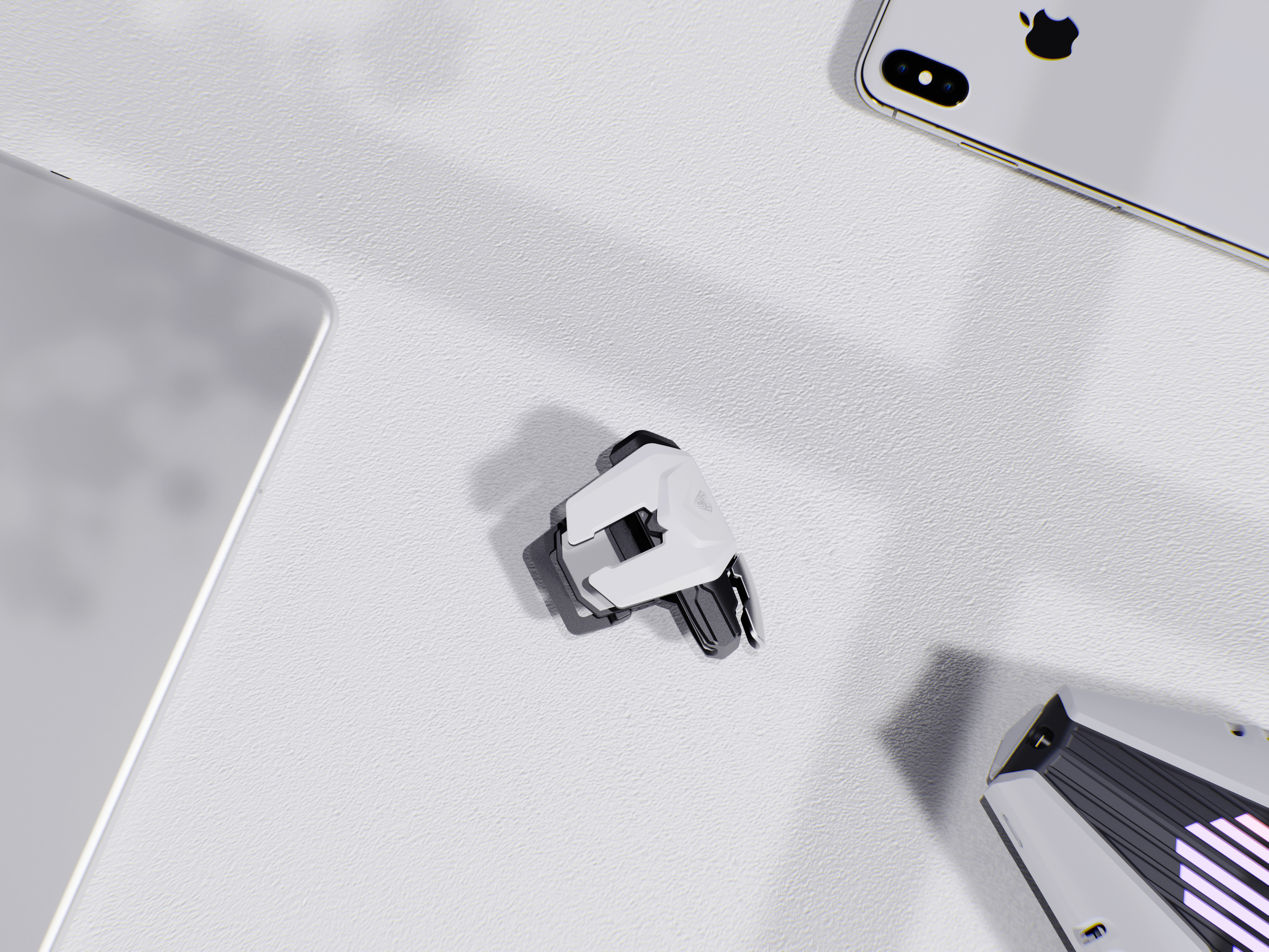 Chicken eating artifact，Chicken eating button，Chicken eating accessories，Mobile Games，Mecha cyberpunk，science and technology，black and white，product design，