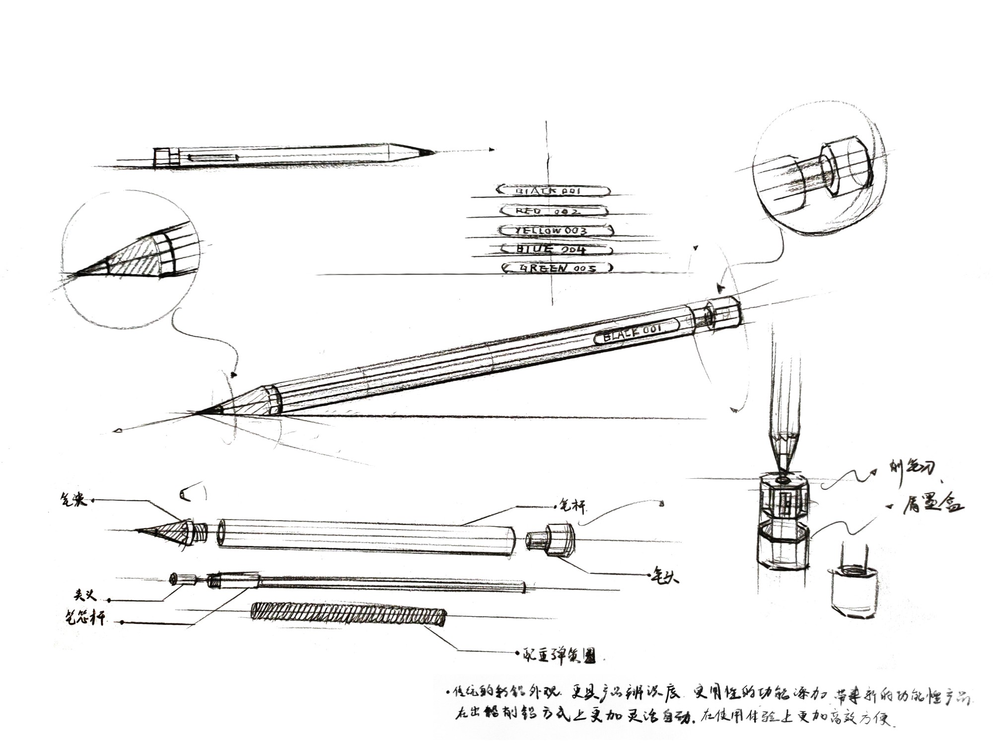 Automatic color pencil，Hand painted lead，