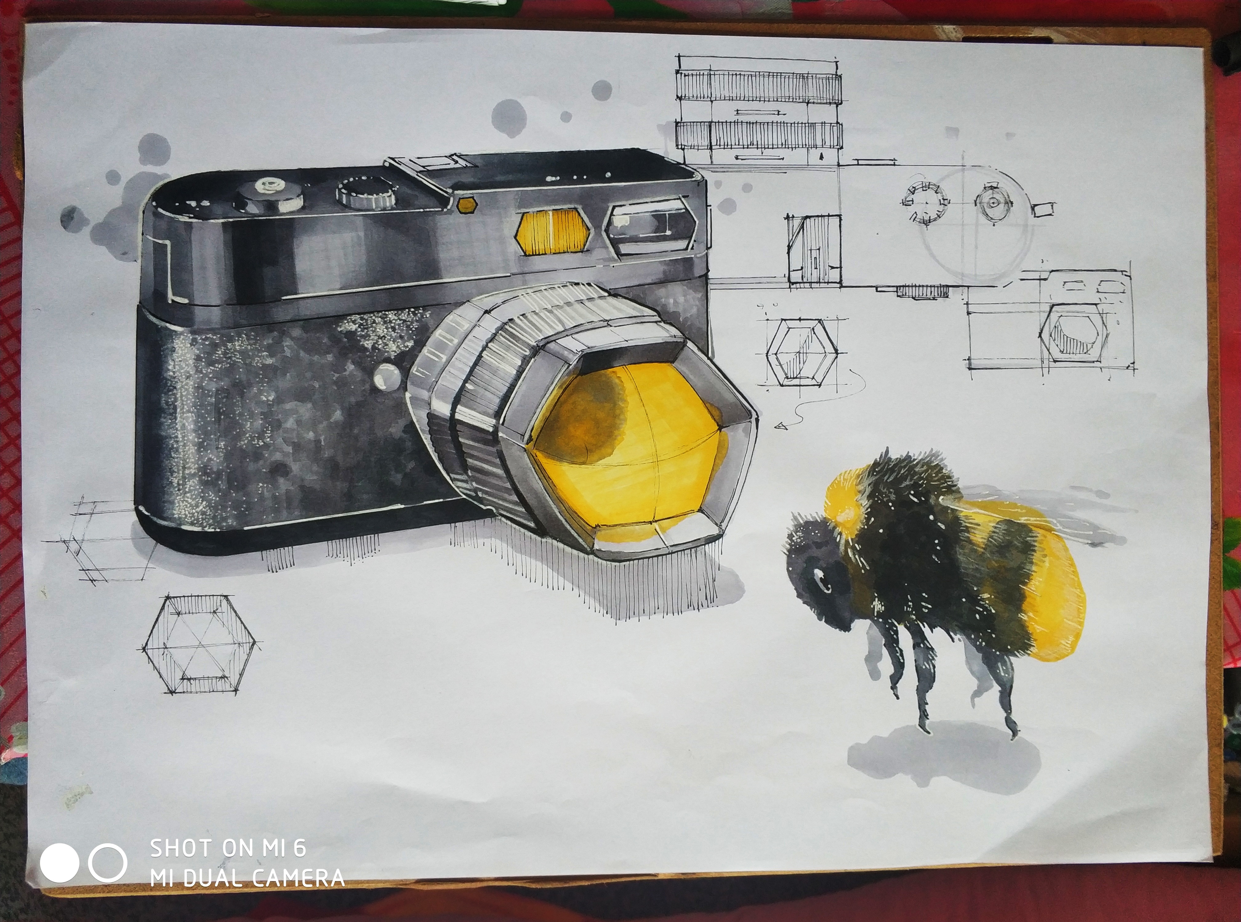 Mark pen hand drawing, PS board drawing，