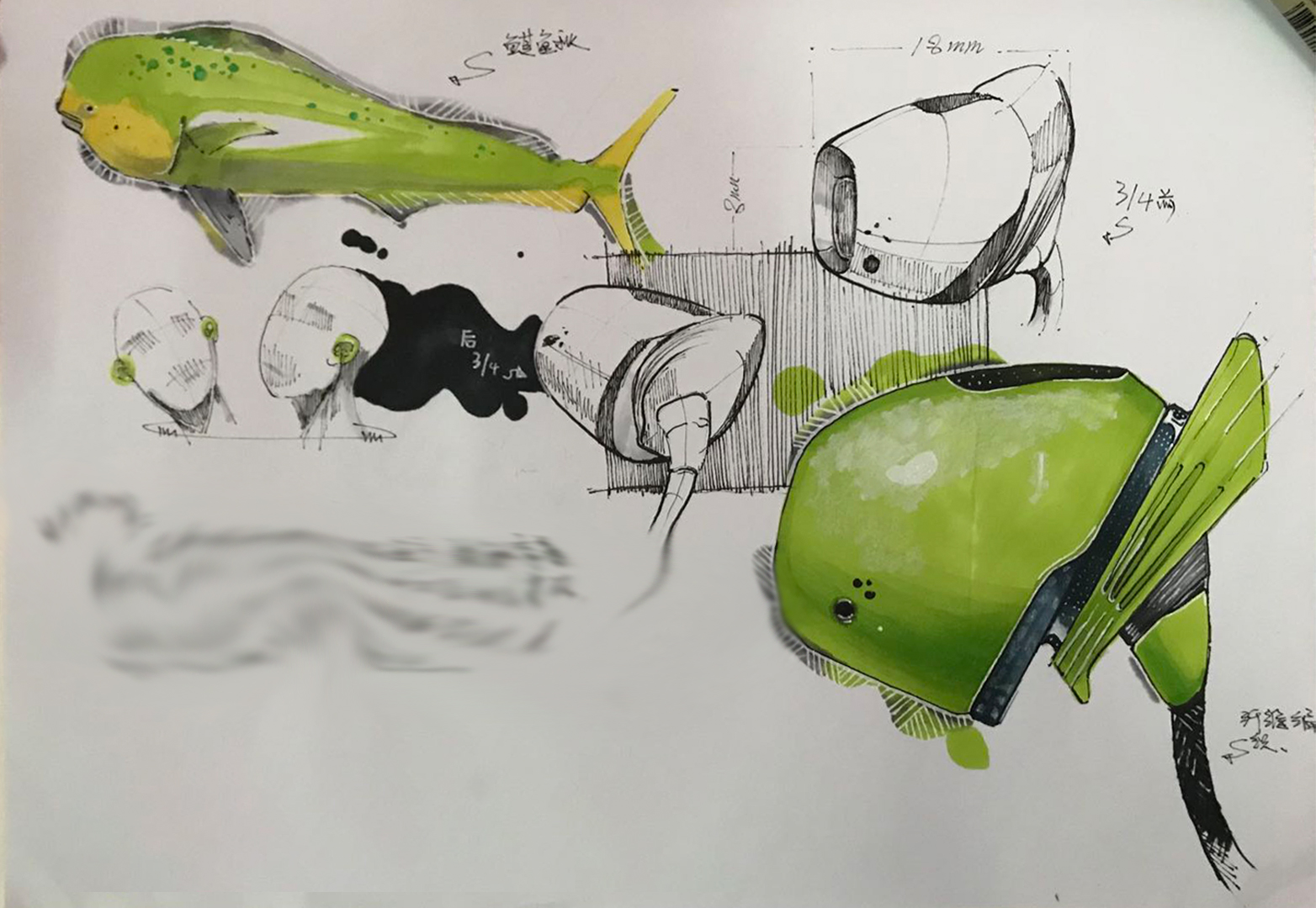 Mark pen hand drawing, PS board drawing，