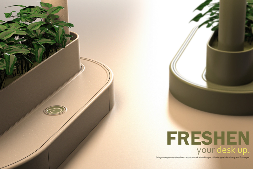 product design，Flowerpot，Desk lamp，Desk accessories，