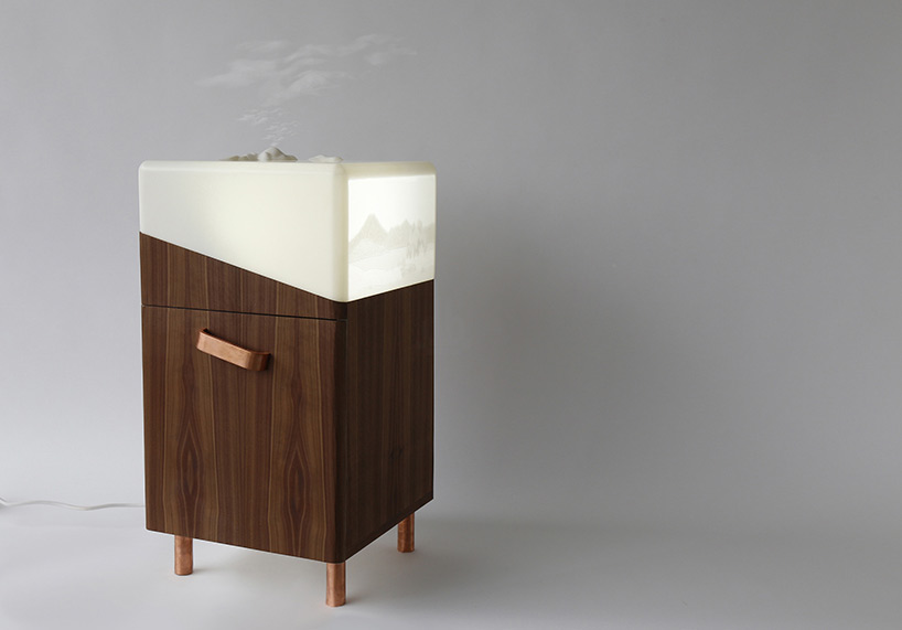 bedside cupboard，aroma，Phototherapy lamp，Wood，copper，