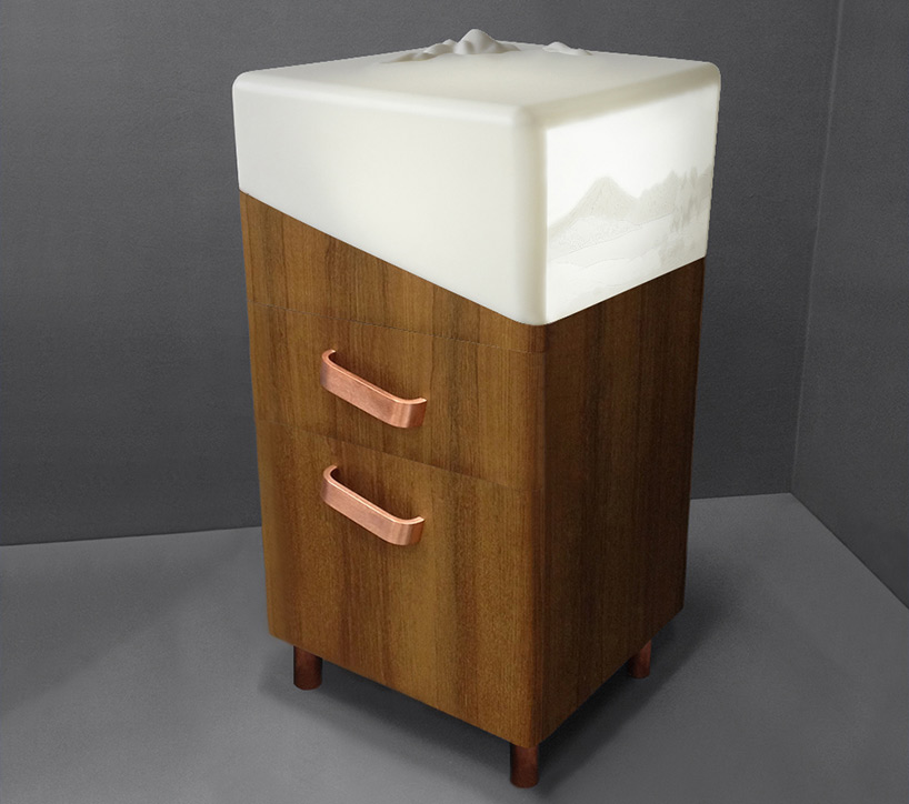 bedside cupboard，aroma，Phototherapy lamp，Wood，copper，