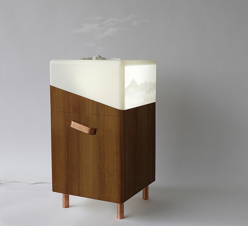 bedside cupboard，aroma，Phototherapy lamp，Wood，copper，