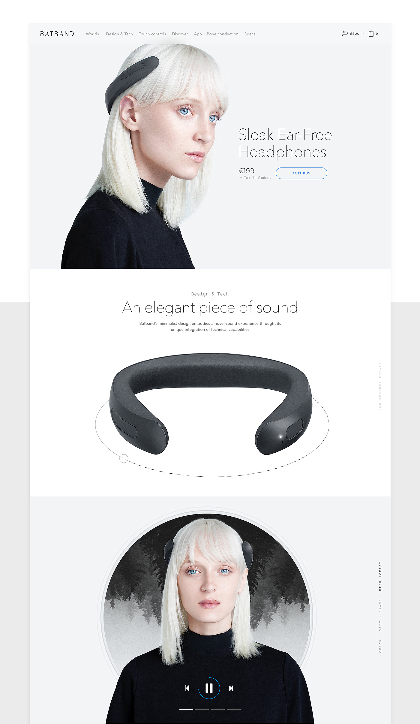 Earless earphone，Minimalism，Futurist，smooth，Bat belt，