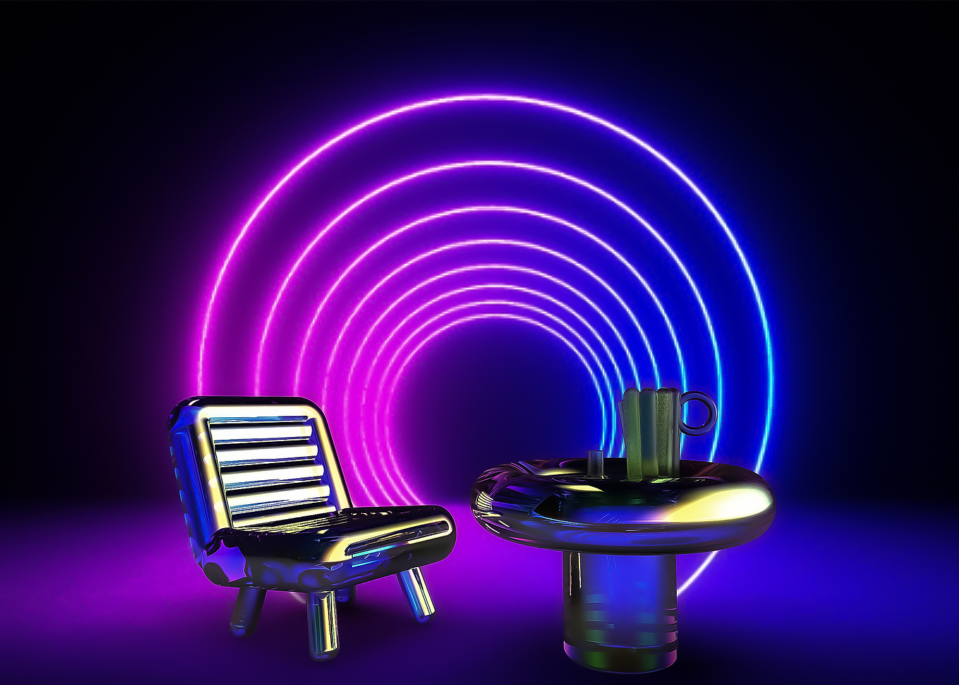 furniture，tea table，chair，tableware，Cyberpunk，