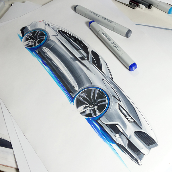 Luxury car，marker pen，Hand drawn，line，Coloring，
