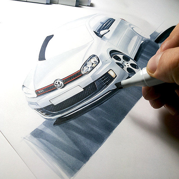 Luxury car，marker pen，Hand drawn，line，Coloring，