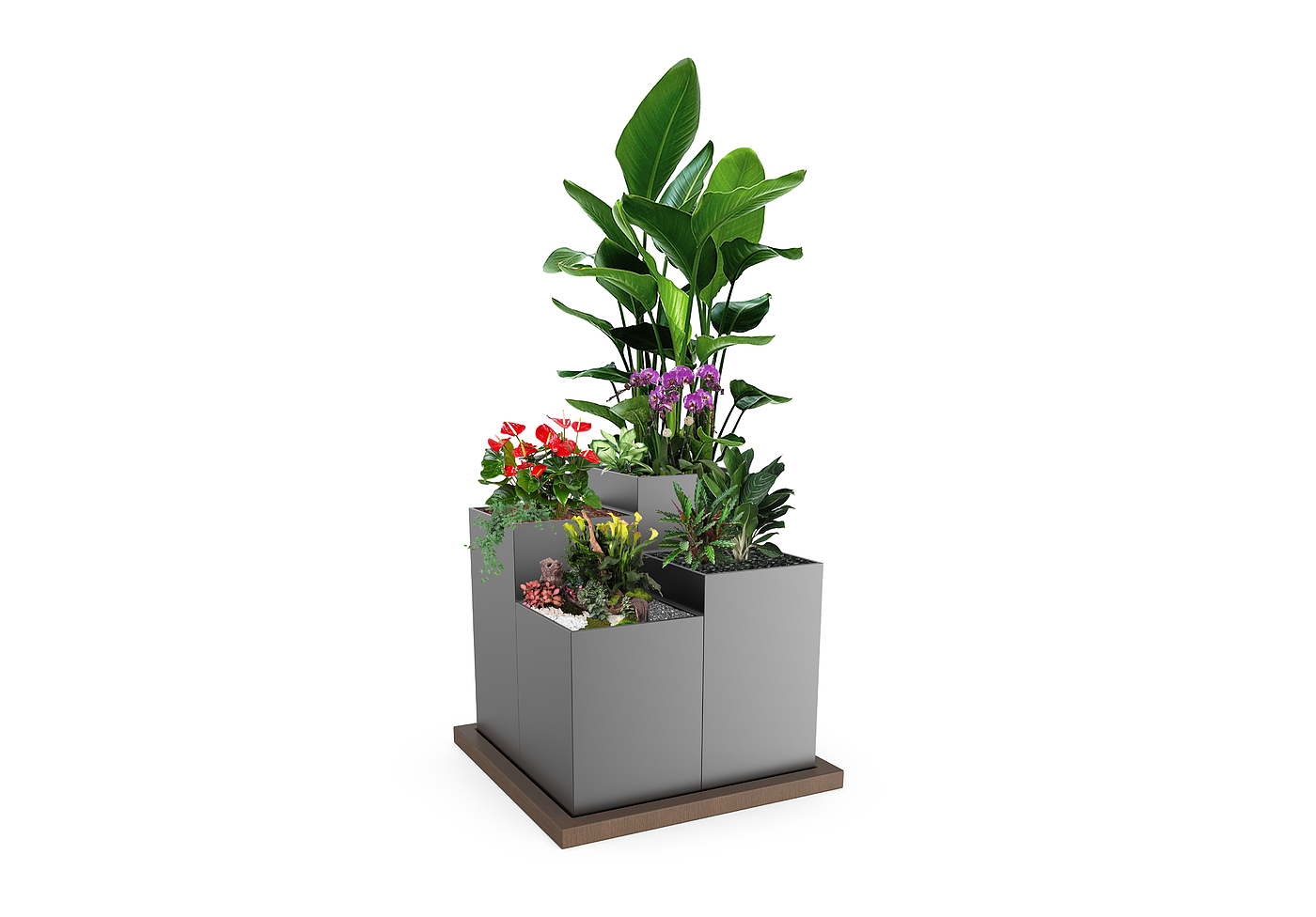 现代绿植花卉盆栽组合- 建E网3D模型下载网