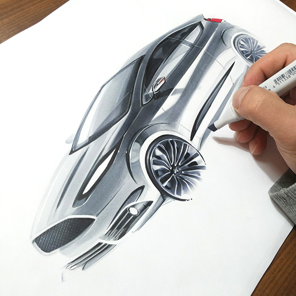Luxury car，marker pen，Hand drawn，line，Coloring，