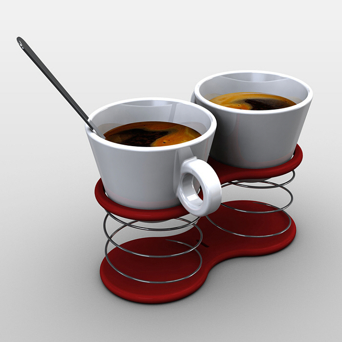 情感化设计，咖啡杯，弹簧杯托，平衡，