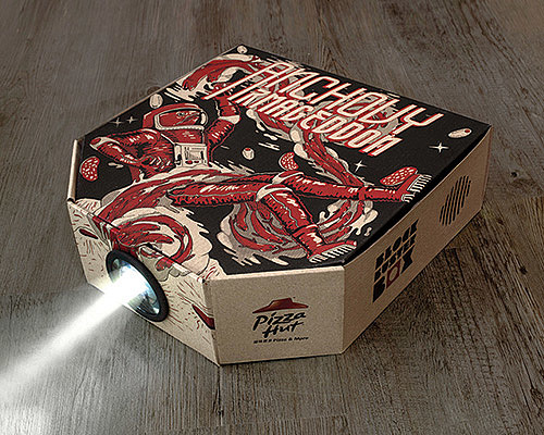 Pizza hut，Pizza box，Movie projector，originality，