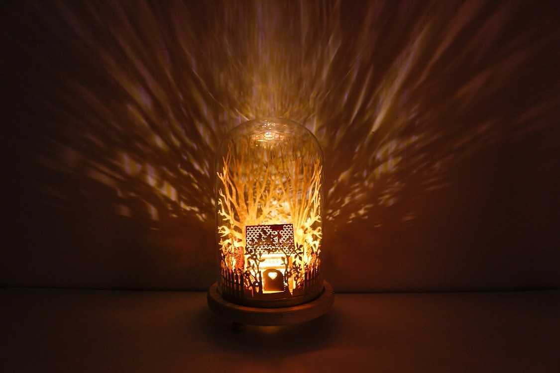 Warm night light，Light shadow paper carving lamp，