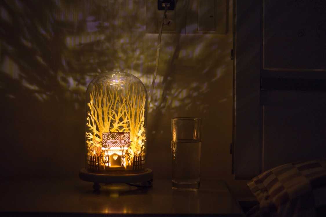 Warm night light，Light shadow paper carving lamp，