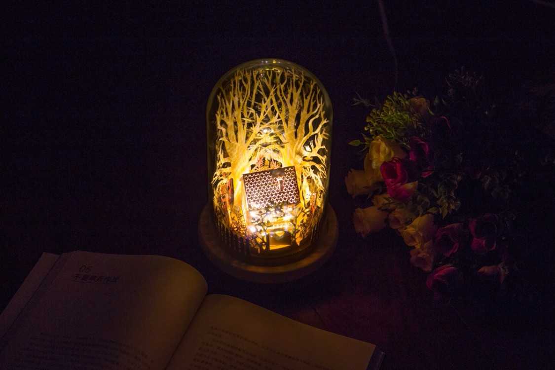 Warm night light，Light shadow paper carving lamp，