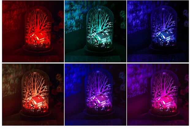 Warm night light，Light shadow paper carving lamp，