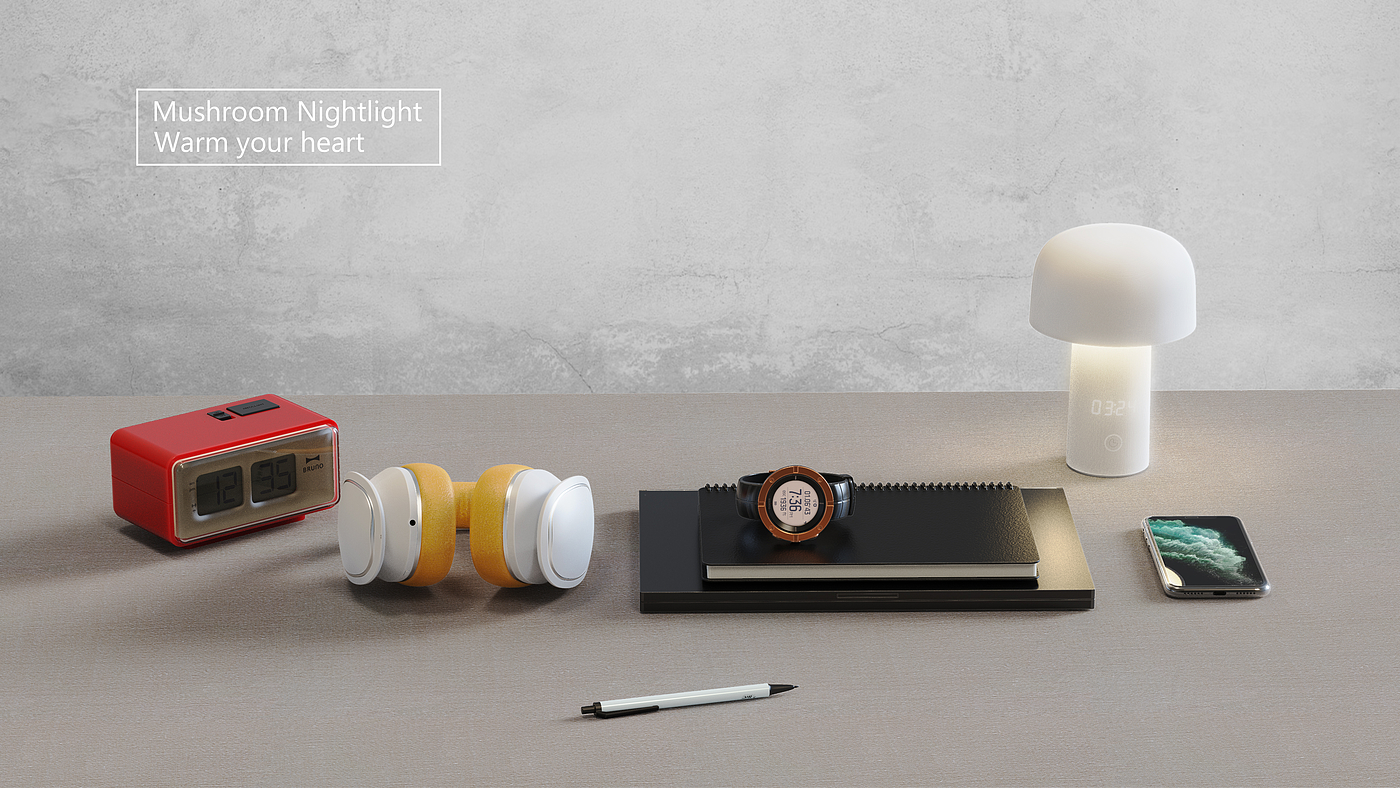 lamp，Night light，Simplicity，Home Furnishing，intelligence，interest，Render，Cartoon，