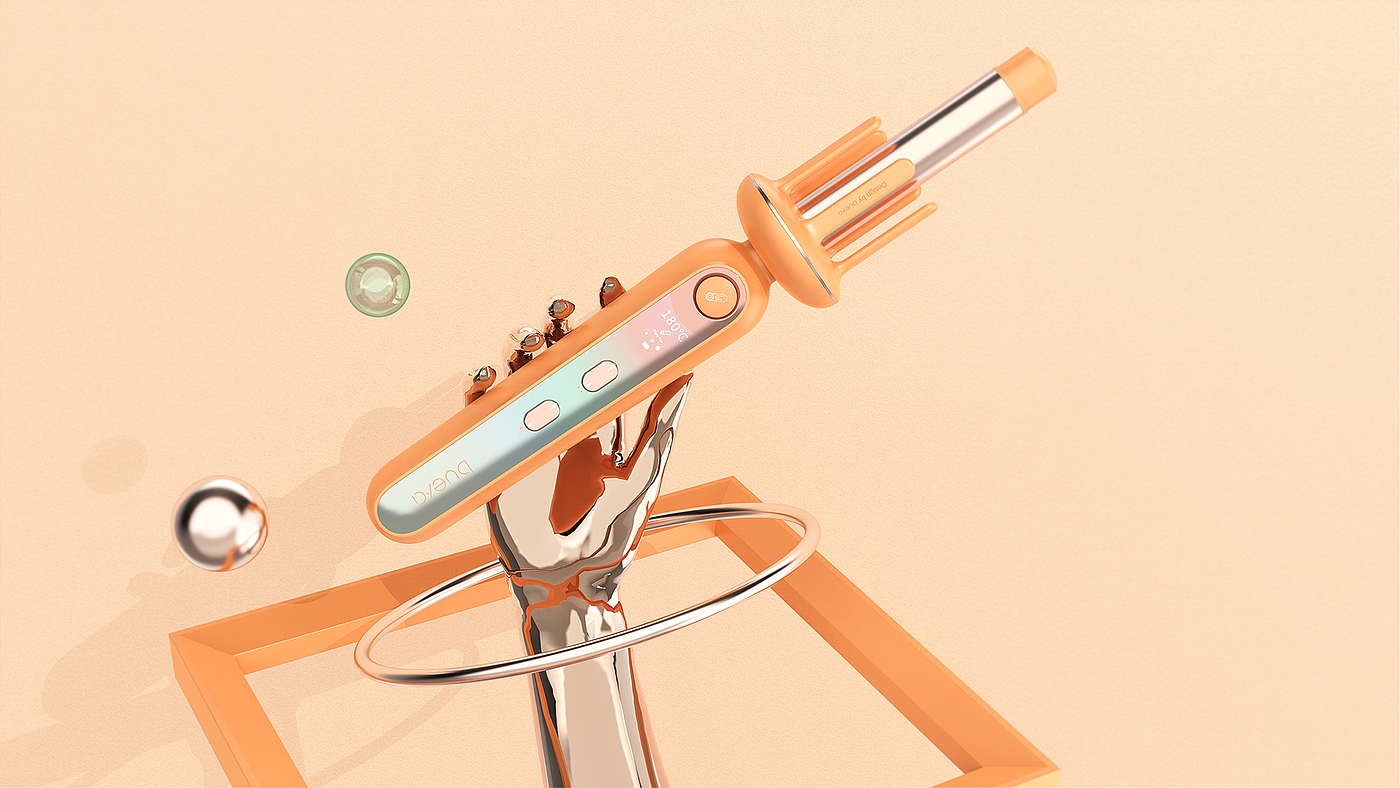 Appearance design of curly hair stick，industrial design，Appearance design of personal care products，