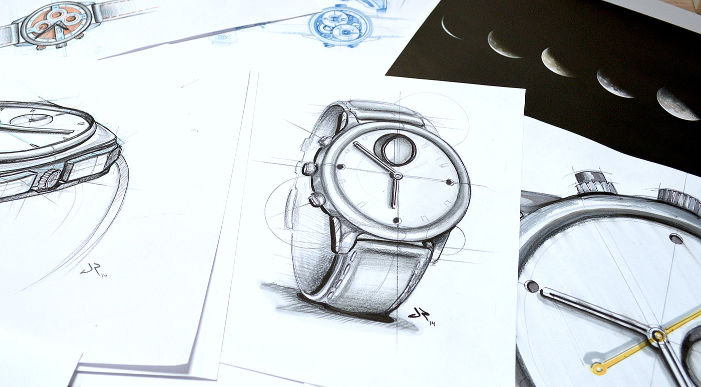 灵感，月亮，阿波罗，月相手表，手绘，