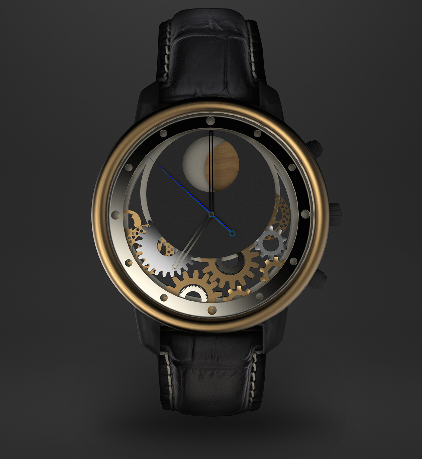 inspiration，moon，Apollo，Lunar phase Watch，Hand drawn，