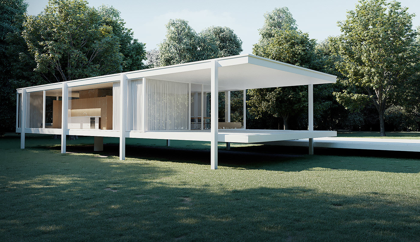 Farnsworth House，户外，落地玻璃窗，Eddis Farnsworth，经典，极简主义，