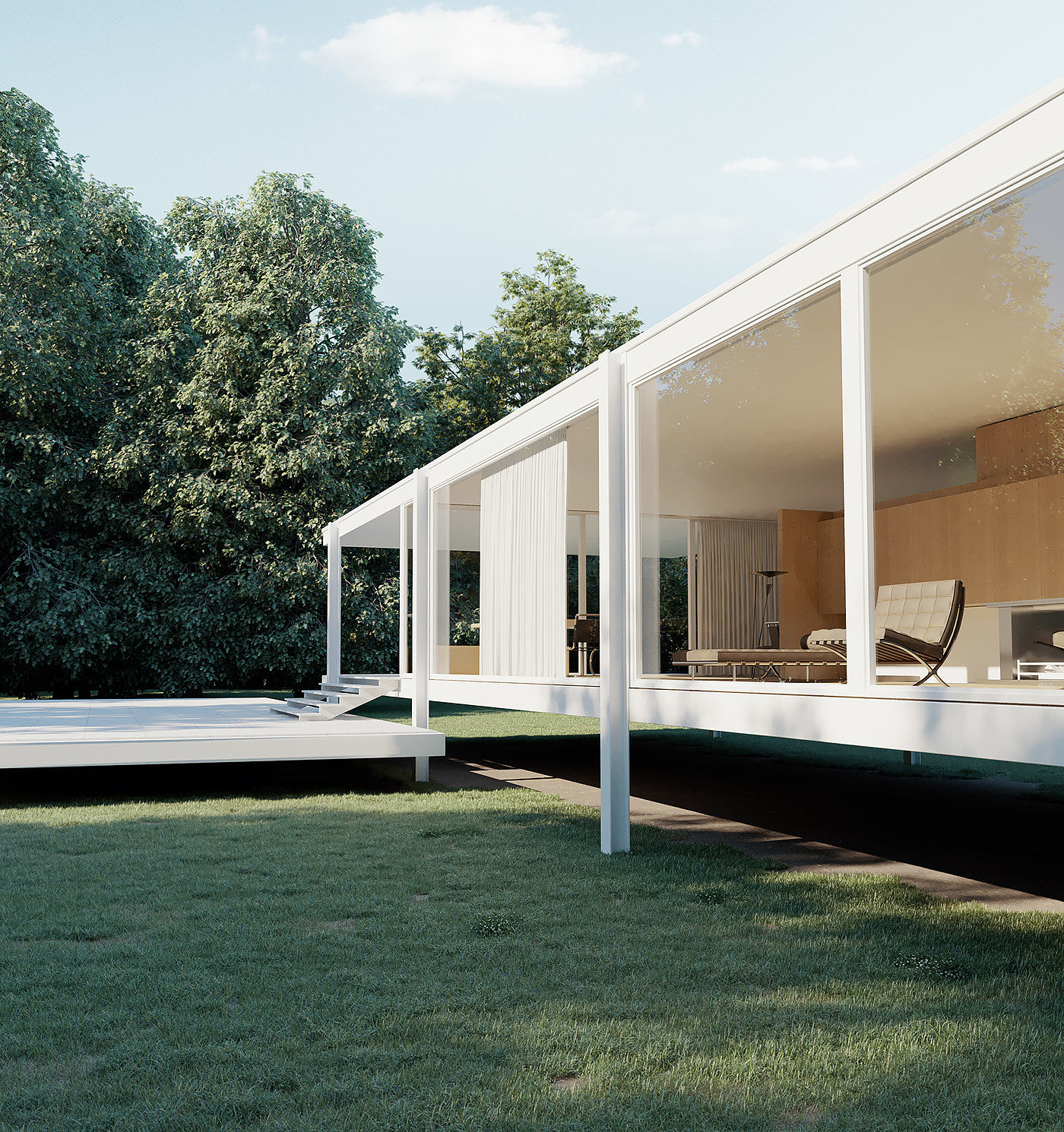 Farnsworth House，户外，落地玻璃窗，Eddis Farnsworth，经典，极简主义，