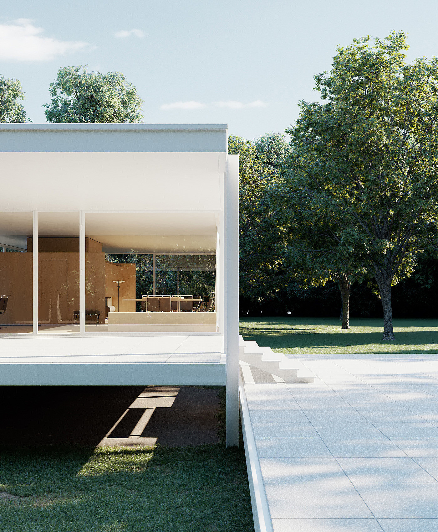 Farnsworth House，户外，落地玻璃窗，Eddis Farnsworth，经典，极简主义，