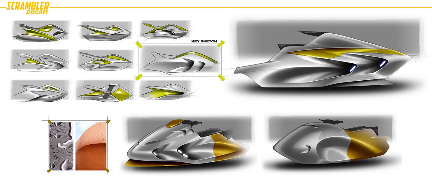ducats，motorboat，Hand drawn，