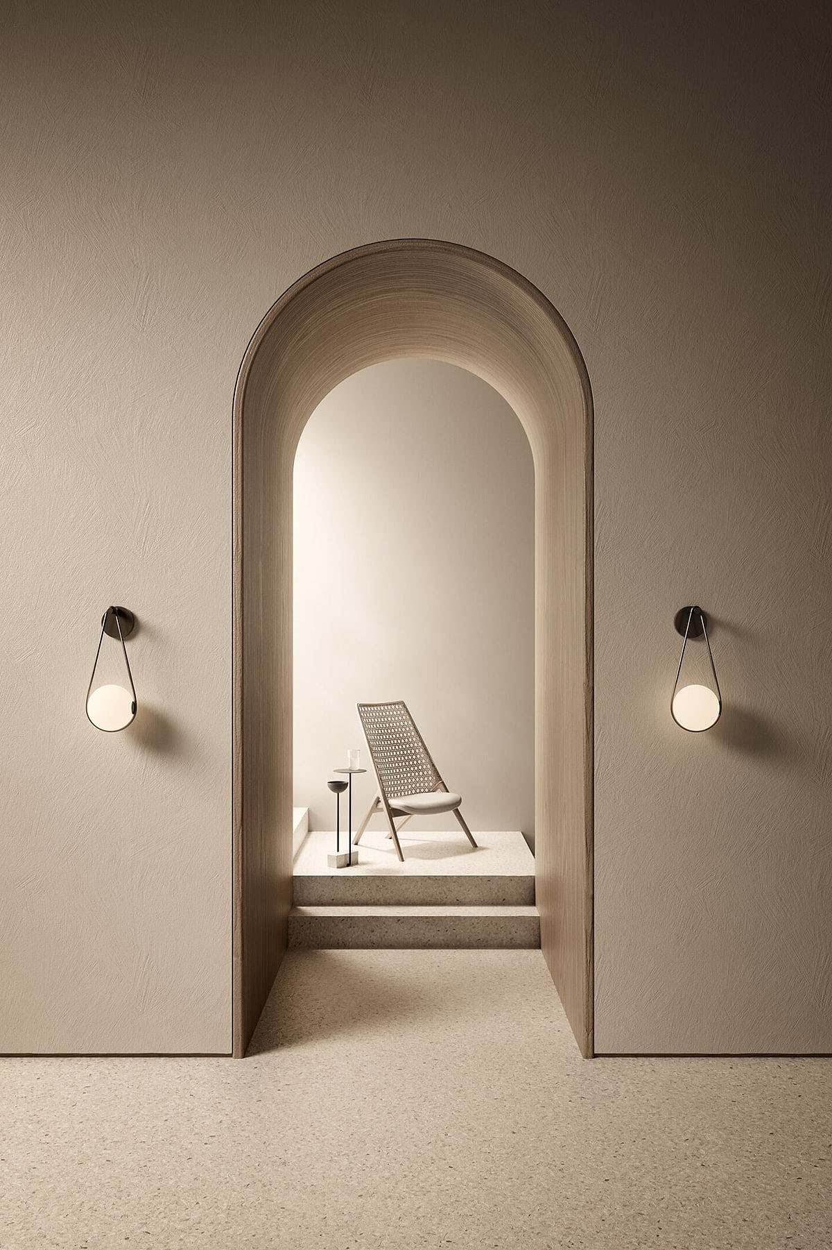 Architecture，arch，steps，a living room，