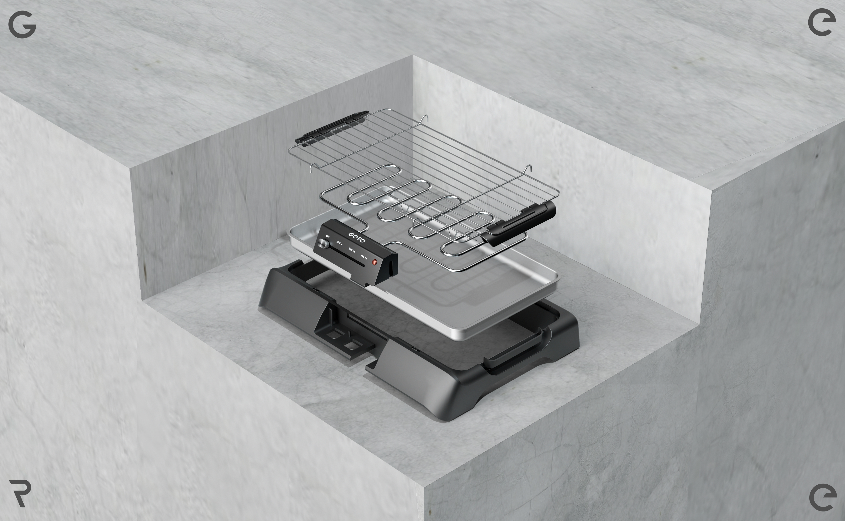 Home appliance design，bbq，Barbecue rack，barbecue grill，Grey design，Kitchenware，