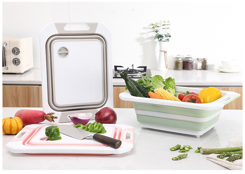 Folding vegetable board drain basket，