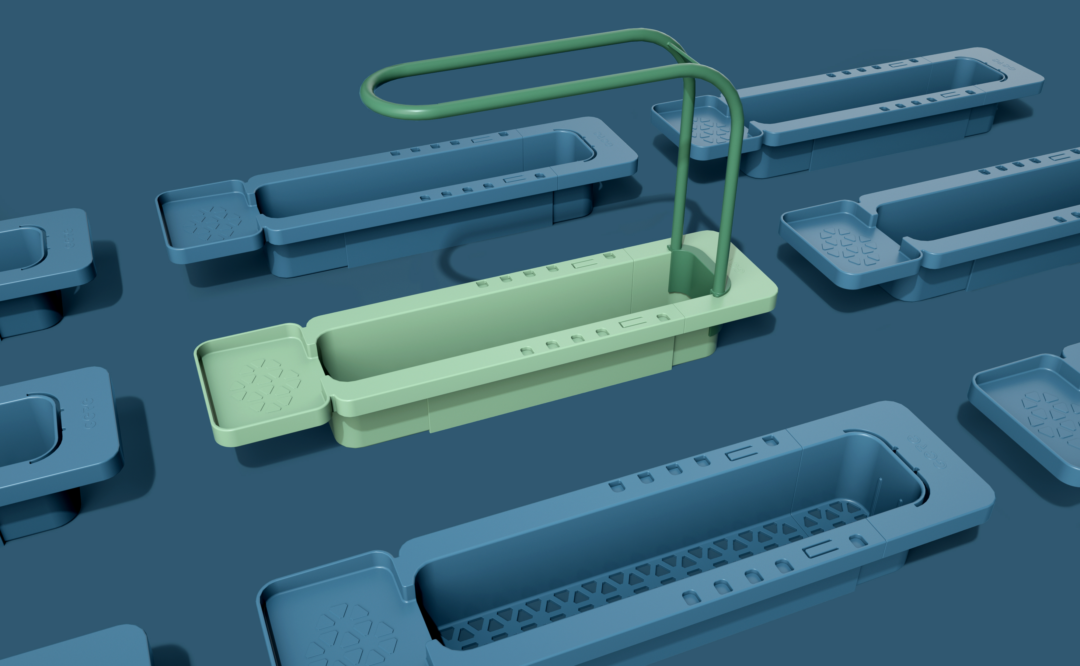 Grey design，Storage rack，Kitchen storage，the floor drain，Tank filtration，