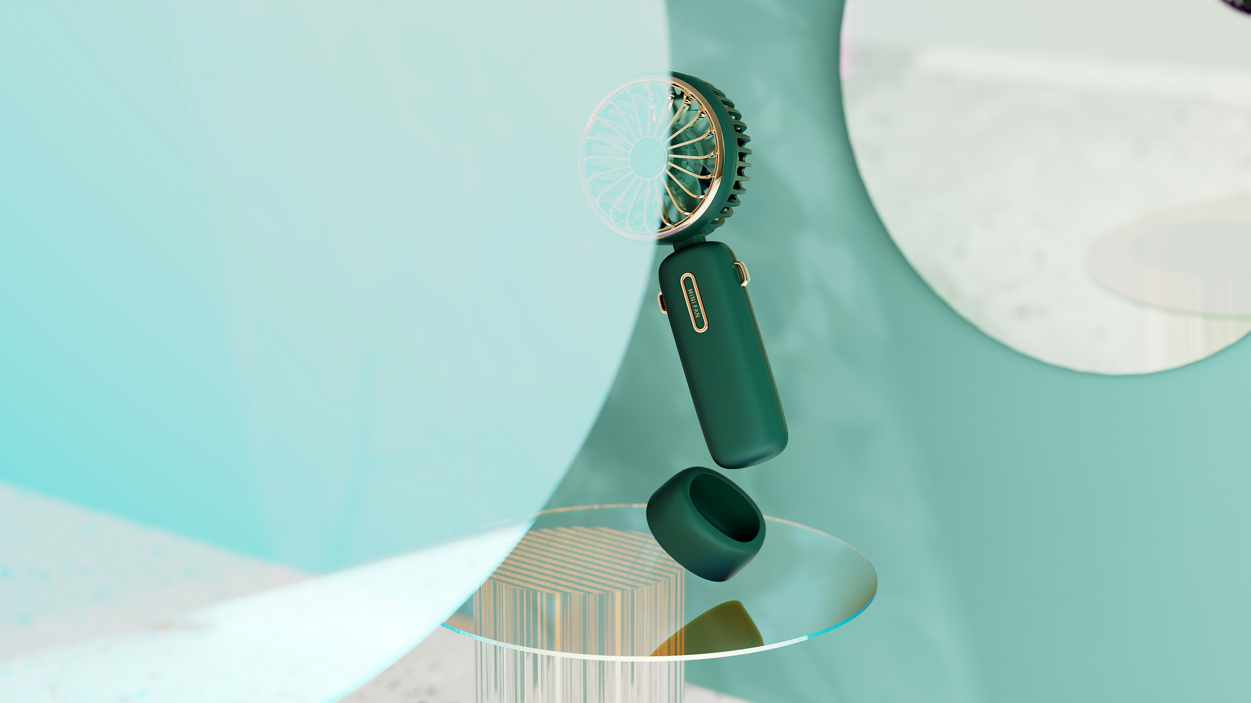 Retro，Small fan，Portable，multi-function，halter ，hold，