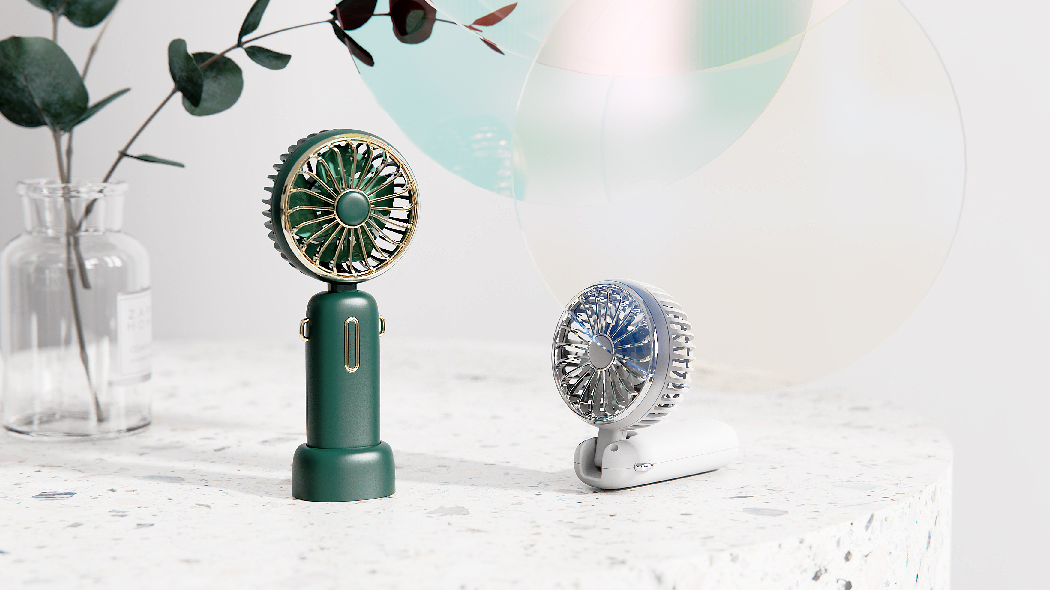 Retro，Small fan，Portable，multi-function，halter ，hold，